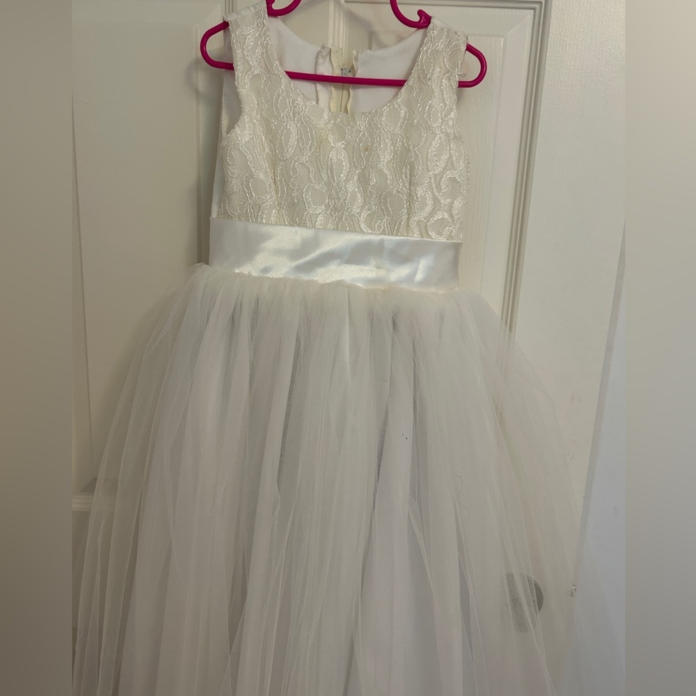 Girls white lace dress